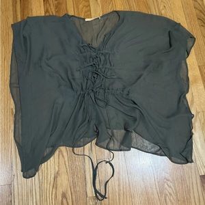 Gender Bias Sheer Khaki Green Top Womens Top M